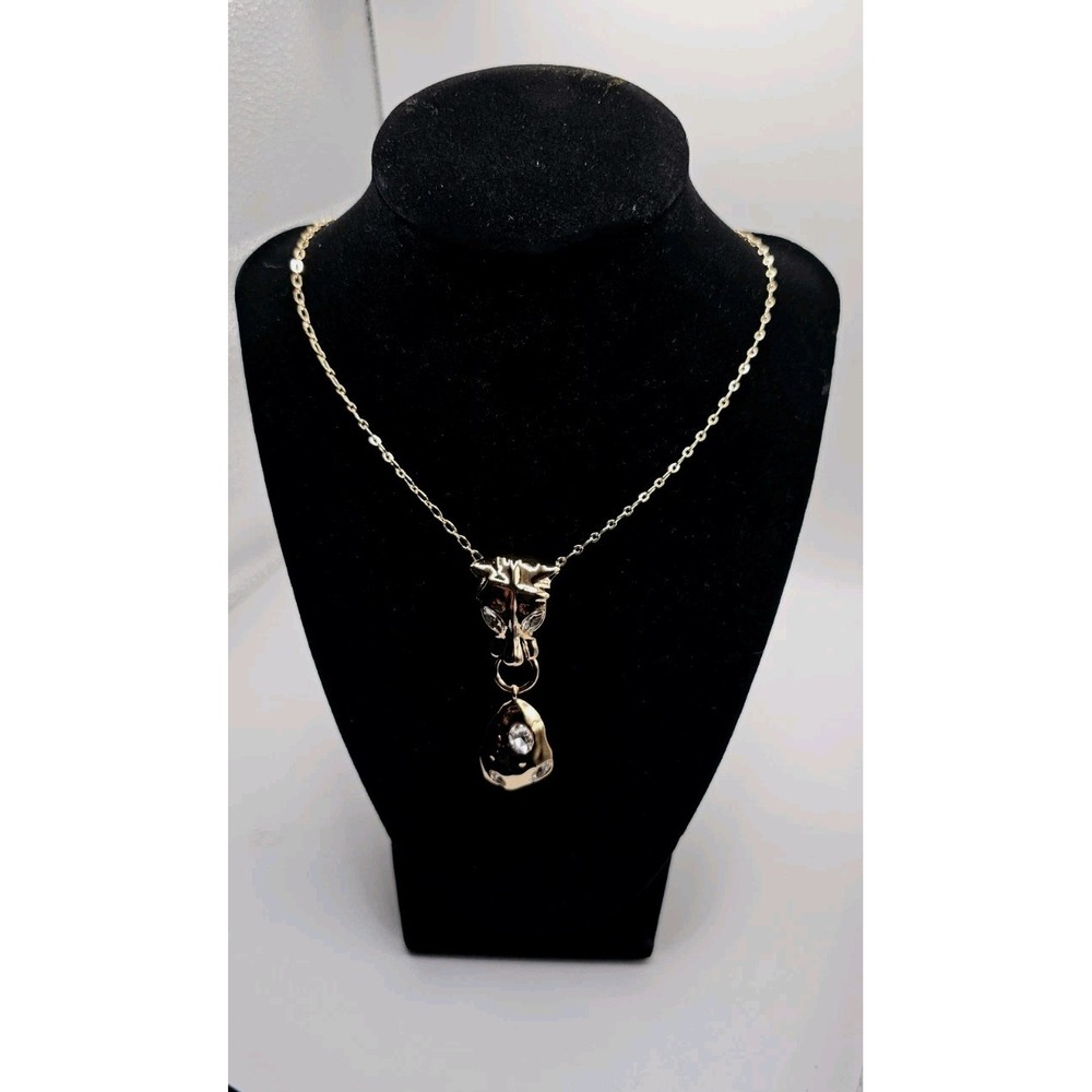 Park Lane Jewelry JAGUAR Goldtone Pendant Necklace W/ Crystal Accent 22" +3" - Picture 4 of 13
